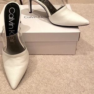 Calvin Klein White mule sexy heals